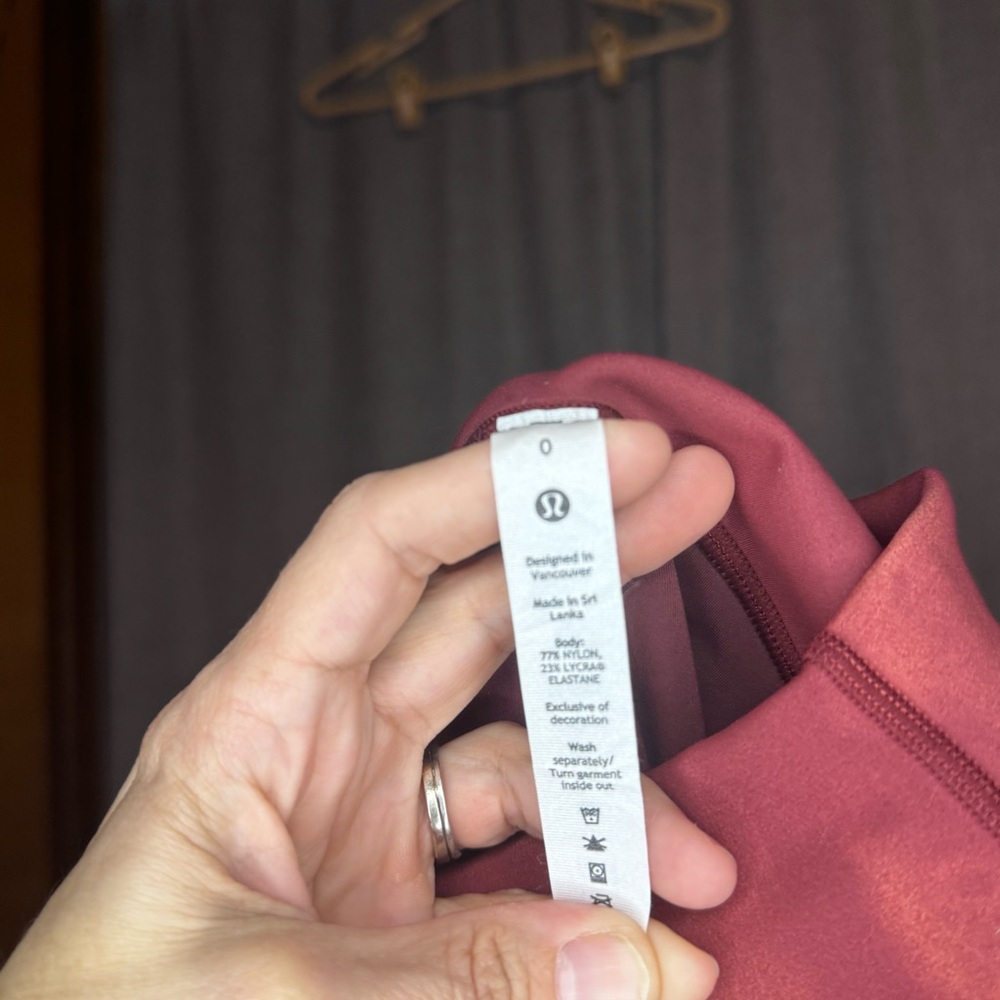 Lululemon Wunder Train Womens 0 Burgundy High Rise Leggings Everlux Yoga Pants - Picture 5 of 5